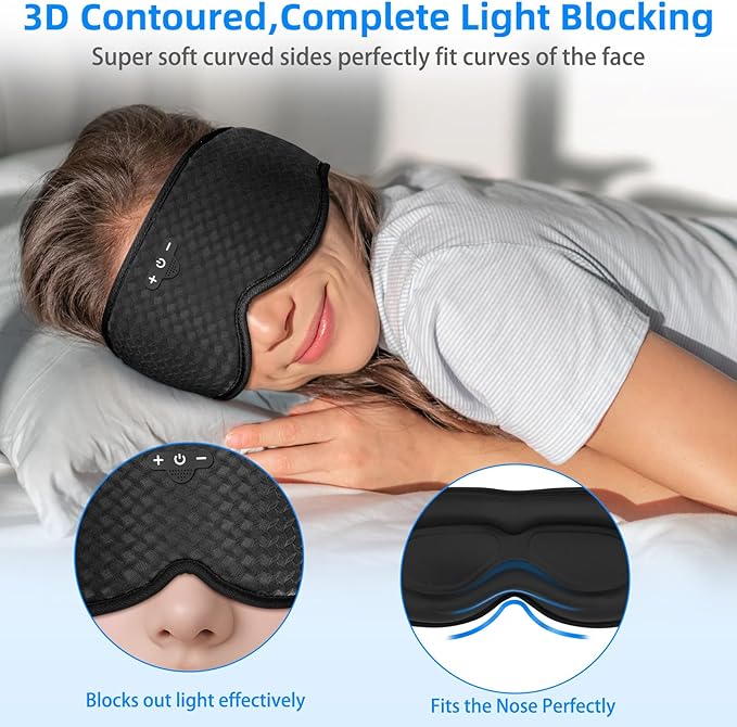 Sleeping Eye Mask with Headphones, Wireless Bluetooth 5.4 Sleep Mask for Men Women, Sleeping Headphones for Side Sleepers, Cool Gadgets Gifts - Bloomnest