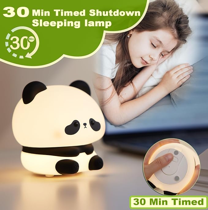 DREAMING MY DREAM Panda Night Light,LED Squishy Panda Novelty Lamp,3 Level Dimmable Nursery Nightlight, Rechargeable Touch Lamp for Breastfeeding Toddler Baby Kids Decor,Cool Gifts - Bloomnest
