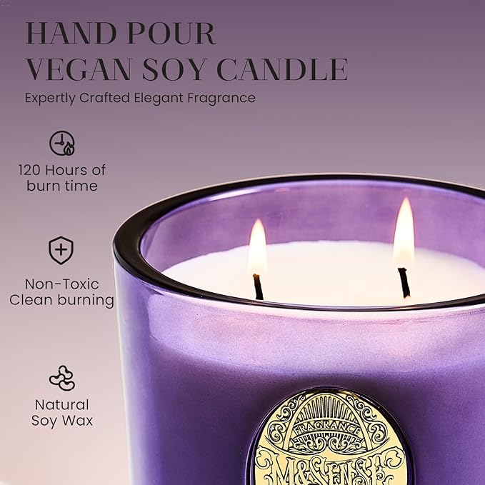 M&SENSE Large Two-Wick Soy Candle | Lavender Citrus & Purple | 19.8 oz, 120H Burn Time | Luxury Scented Candle for Relaxation, Gifting, Home Décor | Ideal for Bedroom, Office, Party Ambiance - Bloomnest