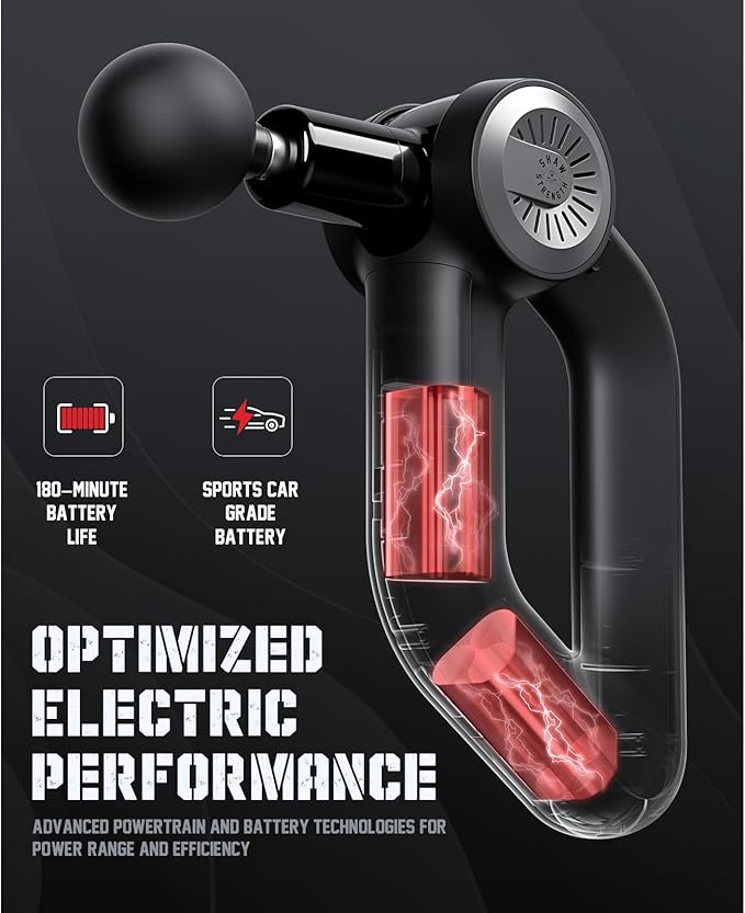 Shaw Strength S6 Pro Massage Gun Deep Tissue Percussion with 16mm Amplitude, Professional Muscle Massager Gun for Athletes Pain Relief, Handheld Massagers for Muscles, 7 Attachments - Bloomnest