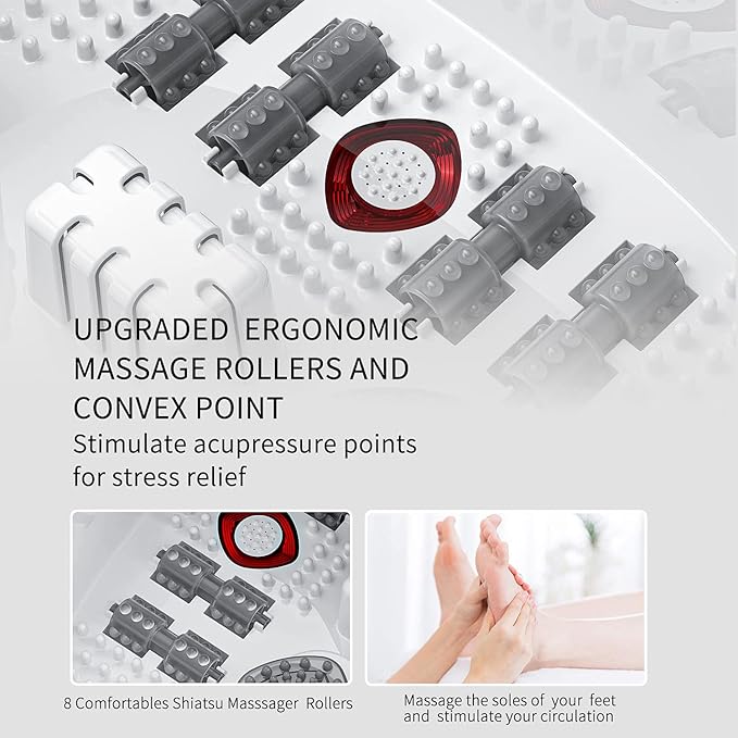 Foot Spa Bath Massager with Heat, Epsom Salt,Bubbles, Vibration and Red Light, Tub for Stress Relief,Foot Soaker, Birthday Gifts for Mom Dad Women Men Her Him - Bloomnest