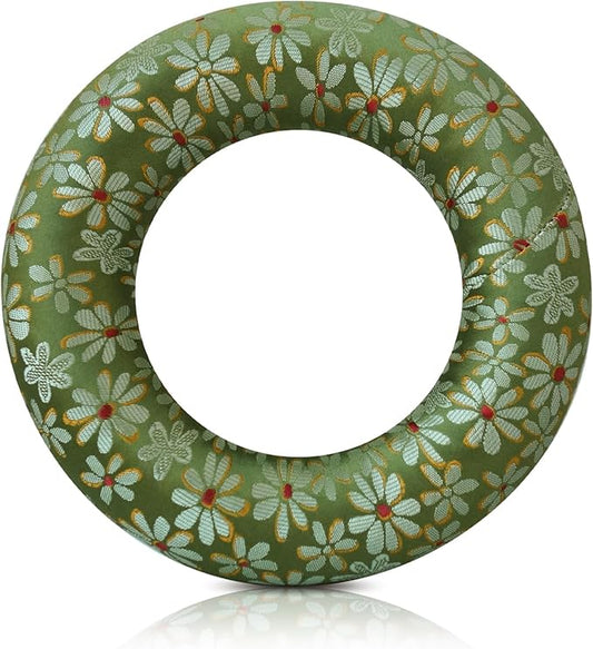 Singing Bowl Cushion for Tibetan Singing Bowls, Handmade Silk Brocade Round Cushion Pillow for Sound Healing and Crystal Sound Bowls Accessories(6.7 Inch,Green) - Bloomnest