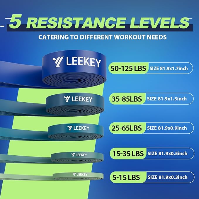 LEEKEY Resistance Bands Set for Pull-Up Assistance & Full-Body Training, Multi-Level Exercise Bands with Bag for Home Workouts, Physical Therapy, Strength Training (Men/Women) - Bloomnest