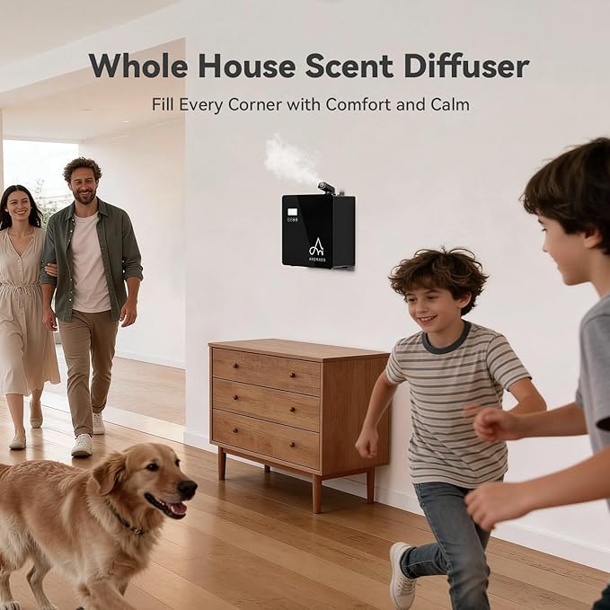 2025 Upgraded 3500 Sq.Ft Smart Scent Machine - HVAC System, Whole House Aroma & Hotel Collection Diffuser, Waterless Essential Oil Diffuser for Home, Office, 600ML Capacity, Cold Air Tech (Black) - Bloomnest