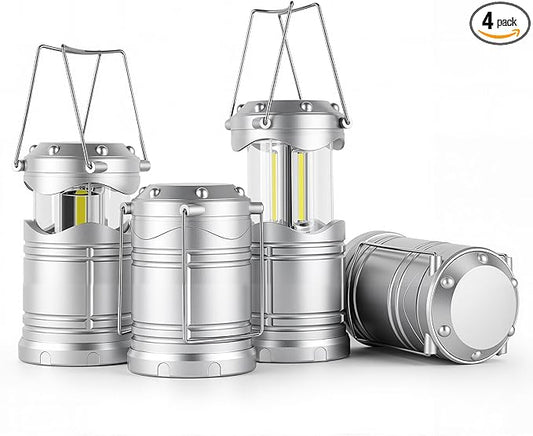 Lichamp LED Camping Lantern, 4 Pack Battery Powered Flashlight for Power Outages, Portable Collapsible Hanging Light Essential for Home, Outdoor, Emergency Lamp Survival Kit Gear for Hurricane, B4SL - Bloomnest