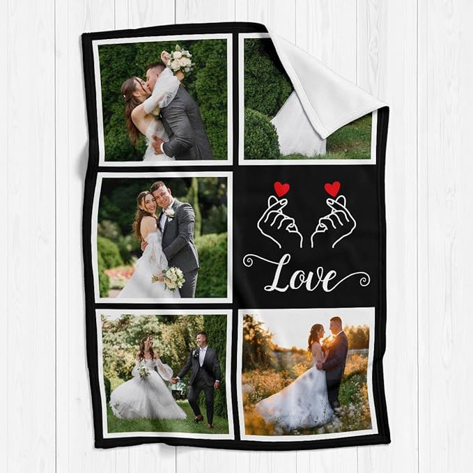 Personalized Couple Gifts for Boyfriends Girlfriends, Custom Blankets with Photos, Personalized Blanket with Photos & Text, Personalized Photo Blankets, Personalized Gifts for Valentines, Anniversary - Bloomnest