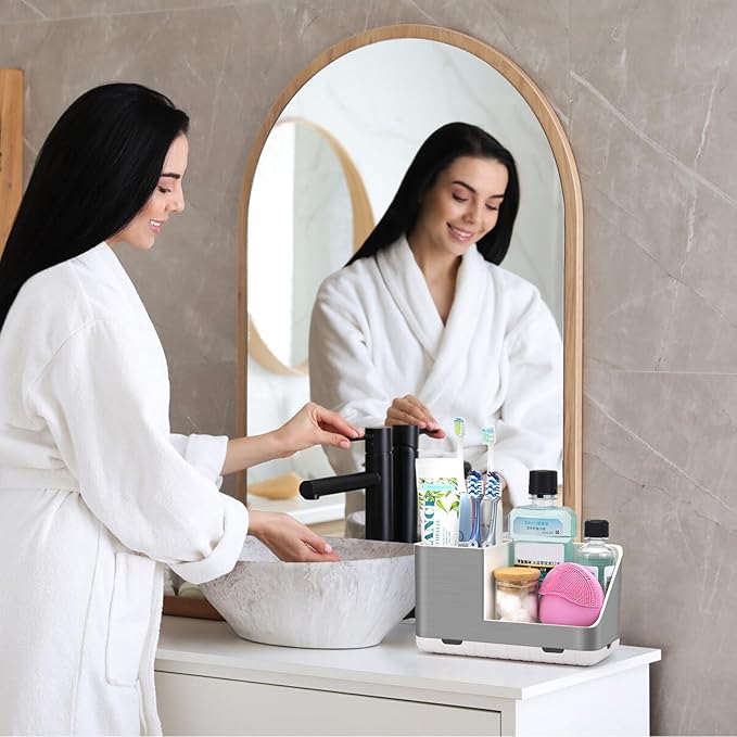 Toothbrush Holders for Bathroom Countertop Organizer, Brushed Nickel Tooth Brush Holder, Kids Electric Toothbrush and Toothpaste Holder with Drainage (Brushed Silver) - Bloomnest