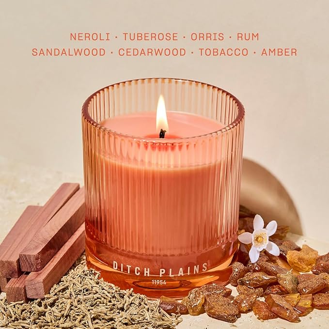 Ditch Plains Scented Candle by Snif, Neroli and Cedarwood, 50+ Hours, 100% Cotton Fiber Wicks, Soy Wax Blend, Non-Toxic, Vegan, 8.5 oz - Bloomnest