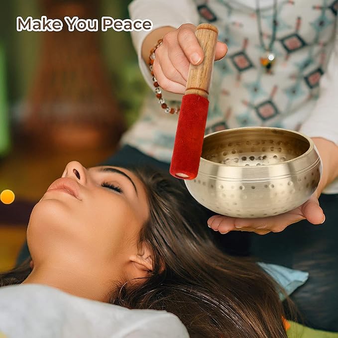 Tibetan Singing Bowl Set for Meditation & Sound Healing – Handmade Himalayan Bowl with Cushion & Mallet – Mindfulness, Yoga, Chakra Healing (4 Inch) Zap+Impex