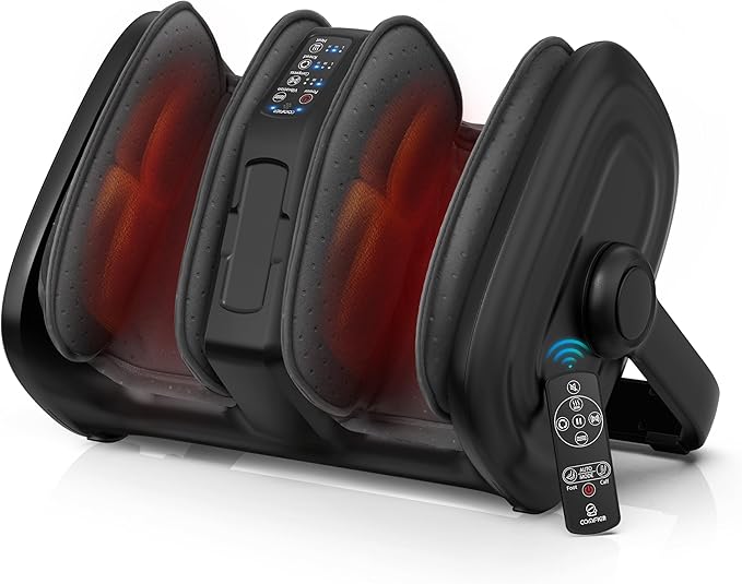 COMFIER Shiatsu Foot Massager Machine, Foot Calf Massager with Heat, Squeeze & Vibration Massage, Remote Control, UP to Men Size 14