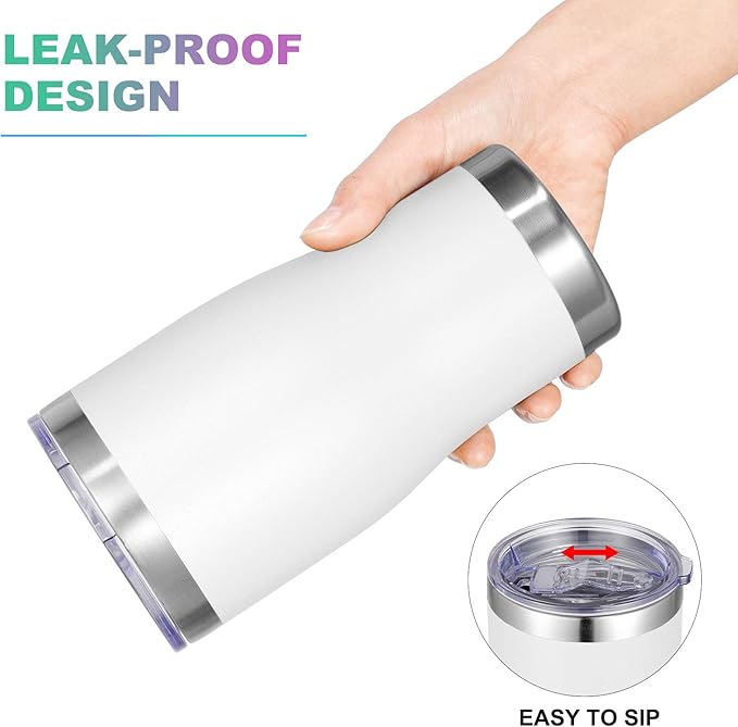 VEGOND 20oz Tumbler Stainless Steel Tumbler Cup with Lid And Straw Vacuum Insulated Double Wall Travel Coffee Mug(White 12 Pack)