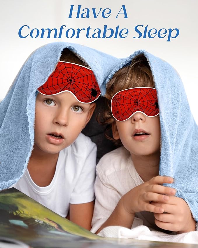 Silk Sleep Mask for Kids - Cute Cartoon Eye Cover for Boys Girls Teens With Soft Smooth Adjustable Straps, Red Zhizhu - Bloomnest