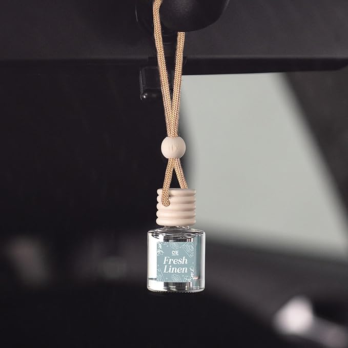 C&E Craft Co Hanging Car Air Freshener Diffuser 2 Pack, Long Lasting Fragrance Oil Car Freshener, Glass Bottle Auto Air Freshener, Made in USA (Fresh Linen) - Bloomnest