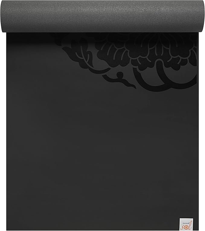 Gaiam Dry-Grip Yoga Mat - 5mm Thick Non-Slip Exercise & Fitness Mat for Standard or Hot Yoga, Pilates and Floor Workouts - Cushioned Support, Non-Slip Coat - 68 x 24 Inches - Bloomnest