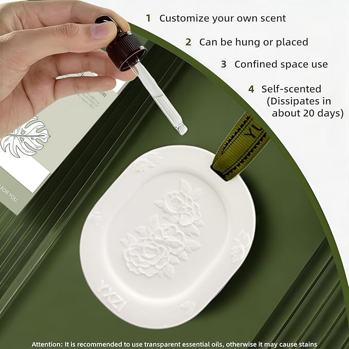 Essential Oil Diffuser, 3pcs Plaster Passive Essential Oil Diffuser for Armoire, Cars, Bathroom Etc. Non-Electric, BatteryFree, Improves Sleep, and Relieves Stress, Sage Green - Bloomnest