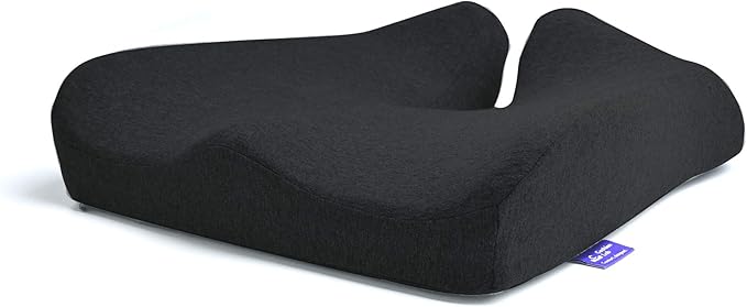 Cushion Lab Patented Pressure Relief Seat Cushion for Long Sitting Hours on Office & Home Chair - Extra-Dense Memory Foam for Soft Support. Car Pad for Hip, Tailbone, Coccyx, Sciatica - Black - Bloomnest