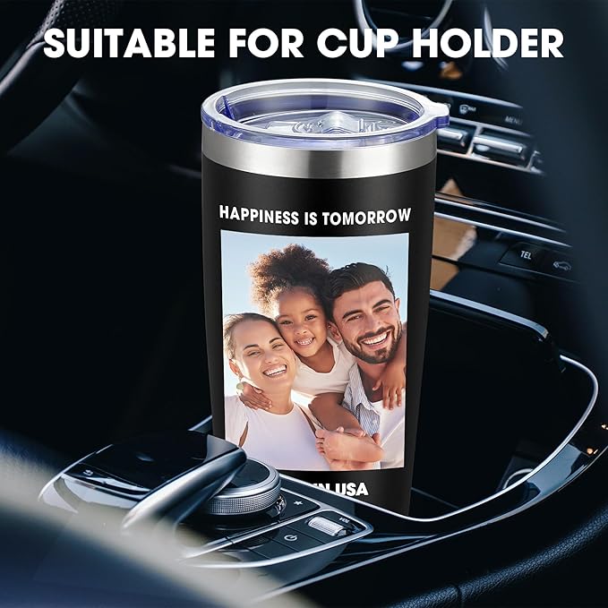 Personalized Custom Tumbler Print in USA 96 Pcs 20oz Stainless Steel Coffee Cup with Lid & Straw Double Wall Insulated Tumbler with Colorful Text Logo Photo - Bloomnest