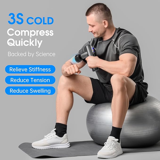 AERLANG Massage Gun Deep Tissue Massager with Heat and Cold Percussion Massage Gun Electric Mini Hand held Massager 5 Speed & 5 Massage Heads Messager Gun - Bloomnest