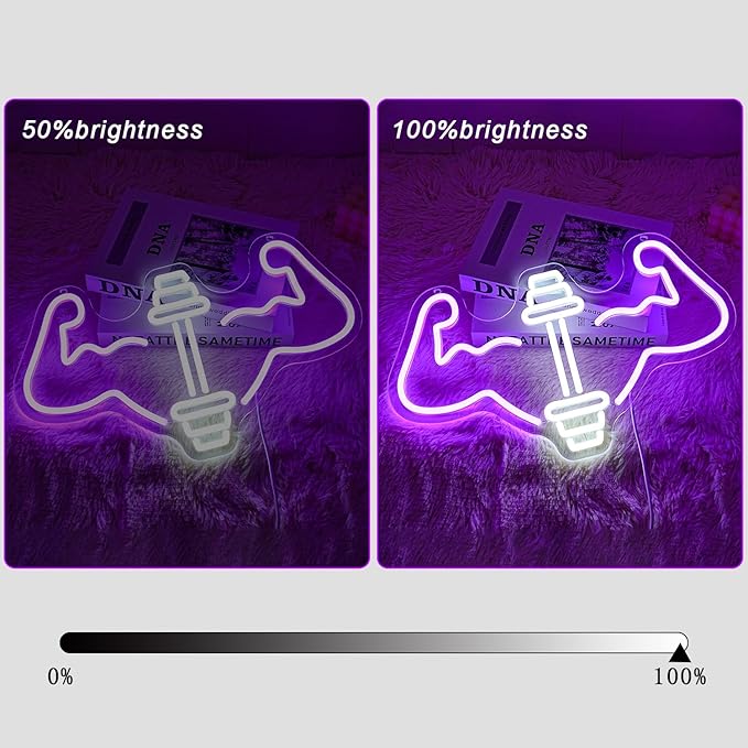Dumbbell Neon Sign Muscle Neon Light GYM Neon Light Sign for Gymmer Room Body Building Fitness Club Gymnastic Wall Art Decoration Gift for Athlete Boyfriend - Bloomnest