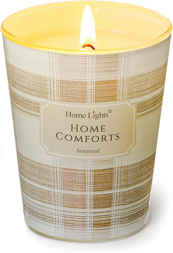 HomeLights Home Comforts Scented Candles | 6.7oz Soy Candles Rustic Modern Large Candle Jars | Ideal Candle Gifts for Events, Home Decor Stress, Relief & Relaxation - Bloomnest