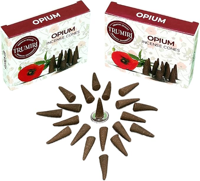 Opium Scented Incense Cones - Total 20 Cone Incense - Dual Pack of 10 Insence Cones - Incense Cones Scented - Cone Incense Scents - Insense Cones - Incent Cone TRUMIRI