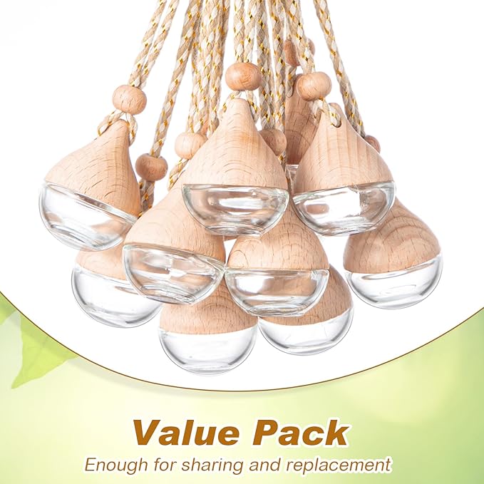 BBTO 50 Pcs Hanging Car Air Freshener Car Diffuser Bottles Empty Glass Perfume Bottle Freshener Diffuser Bottle Pendant for Essential Oil Fragrance Aromatherapy Bottle Ornament(Water Drop) - Bloomnest