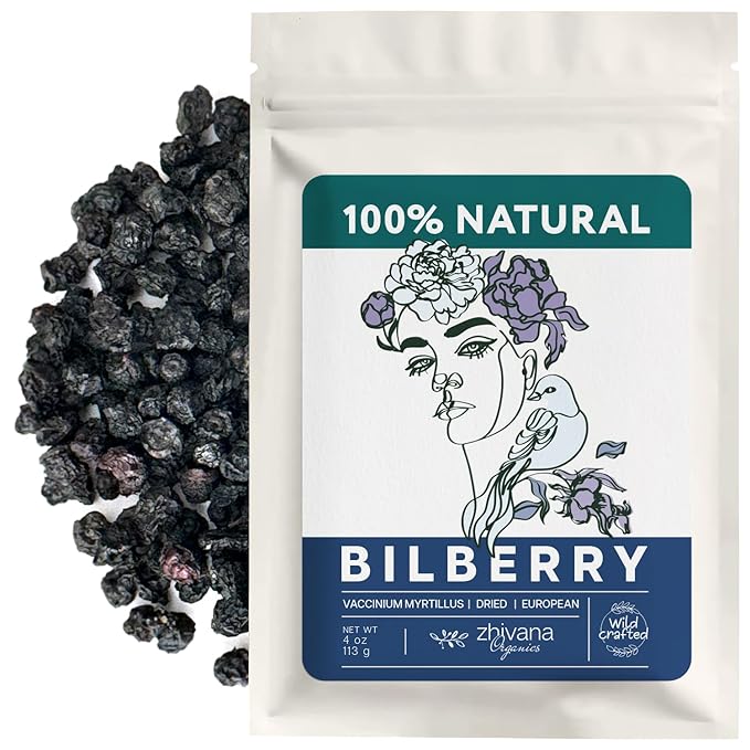 Wild Bilberry Dried Fruits (4 oz.) – Bilberry Tea - Superfood berries -Whortleberry (Vaccinium myrtillus) - Antioxidant, Immunity, Heart Health - Bloomnest