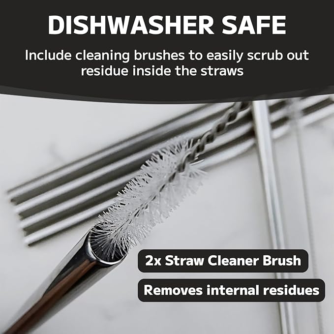 MIMORE Metal Straw for Owala 40 oz - 6 PCS Satinless Steel Straws Compatible with Owala Straw Replacement - Resuable & Dishwasher Safe Mimore