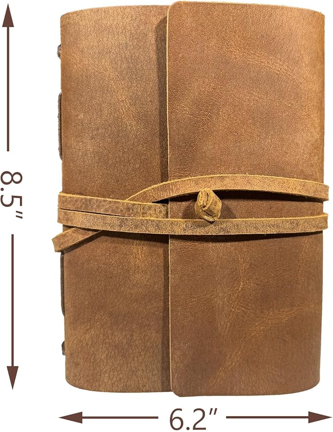 Brown Notebook Journal - Best Genuine Cool Leather Journaling for writers A5 Size Diary 6.2x8.5 Inch,Notepad For Man and Women, Vintage,Gifts,Work,Traveler,Personal - Bloomnest