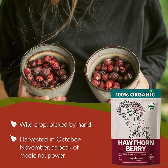 Super Large Value Pack 10 LB - Organic Hawthorn Berry Tea - Hawthorne Berries Organic - Healthy Circulation, Heart, Pressure Balance - Bloomnest