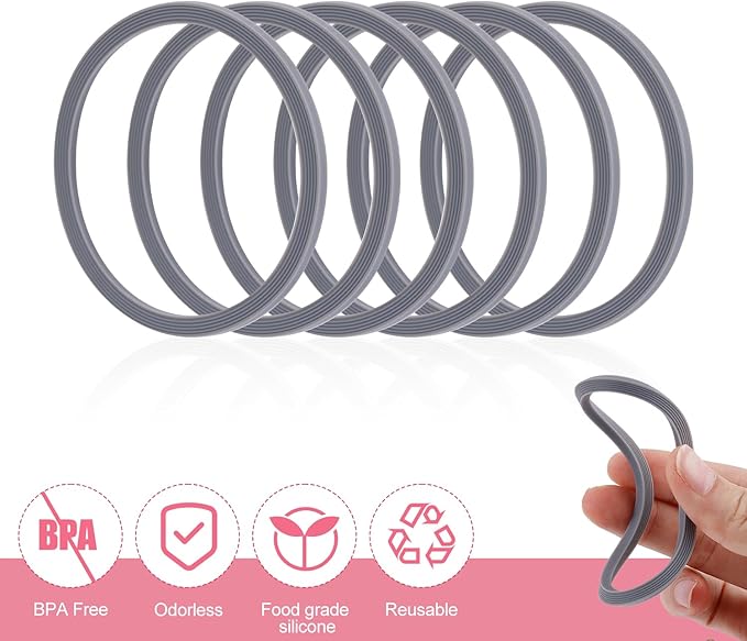 6 Pack Water Bottle Gasket Replacement for Owala FreeSip, Silicone Lid Seal O Ring Sealing Gaskets Replacement Parts Accessories Compatible with Owala Stainless Steel Cup (Grey) PEUTIER