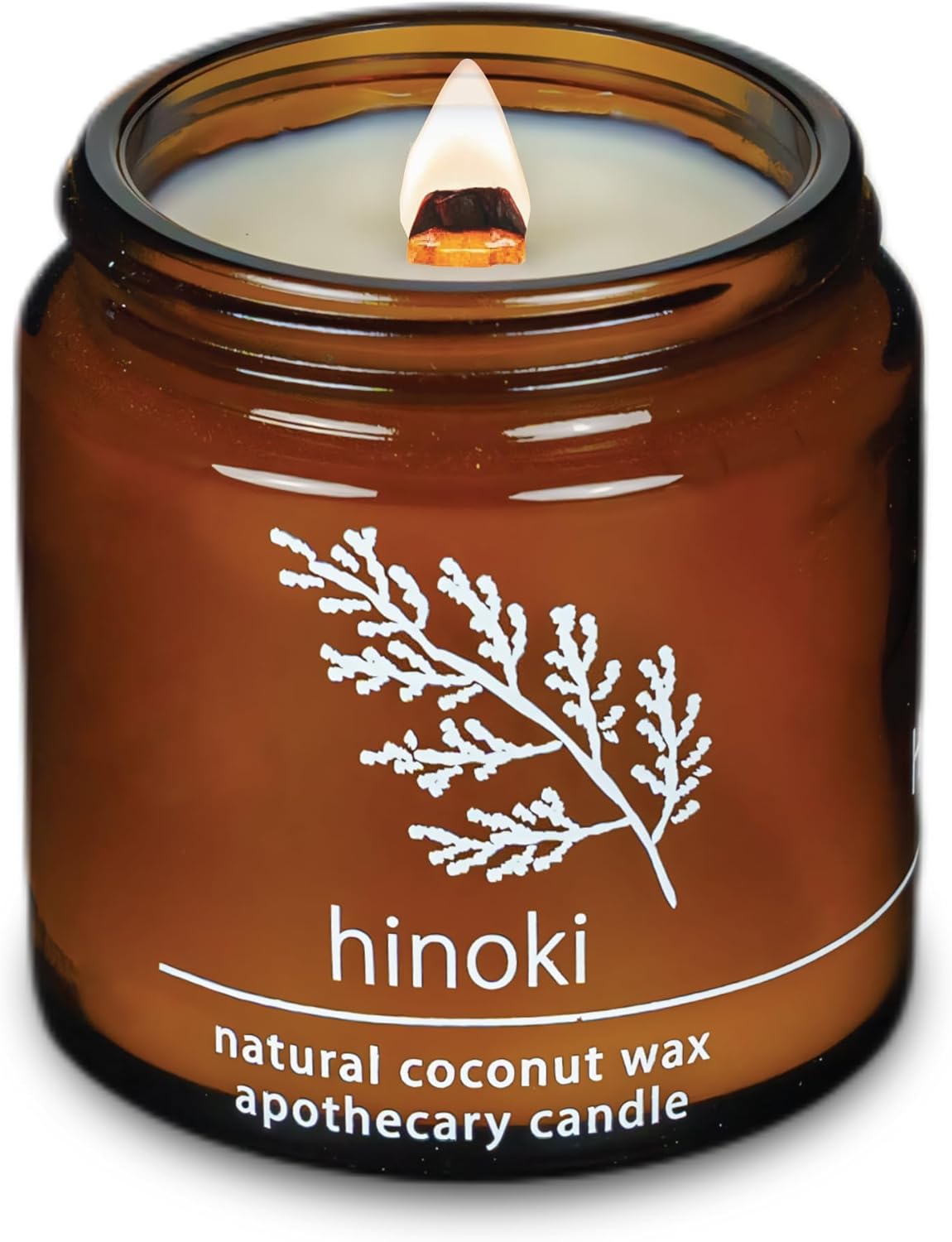 Hemlock Park Crackling Wood Wick Candle Handcrafted with Natural Coconut Wax (Small 4 oz, Hinoki)