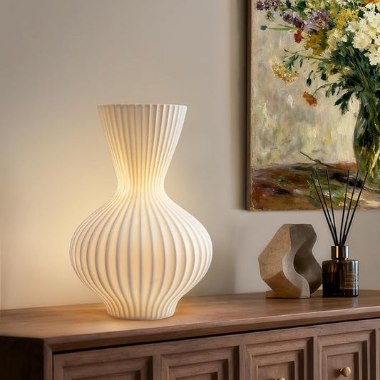RONDURE 11.6" Modern Ceramic Table Lamp, Modern Bedside Lamps for Bedroom, Living Room and Nightstand, White Translucent Ceramic Shade, Warm Ambient Lighting, Home Decor - Bloomnest