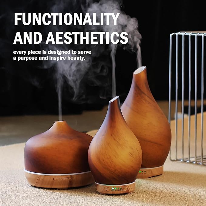 Porseme 150ml Essential Oil Diffuser Glass Color Changing Aroma Air Diffusers Aromatherapy Ultrasonic Cool Mist Humidifier 6 Running Hours Waterless Auto-Off for Sleeping Yoga Office Spa (Caramel) Porseme
