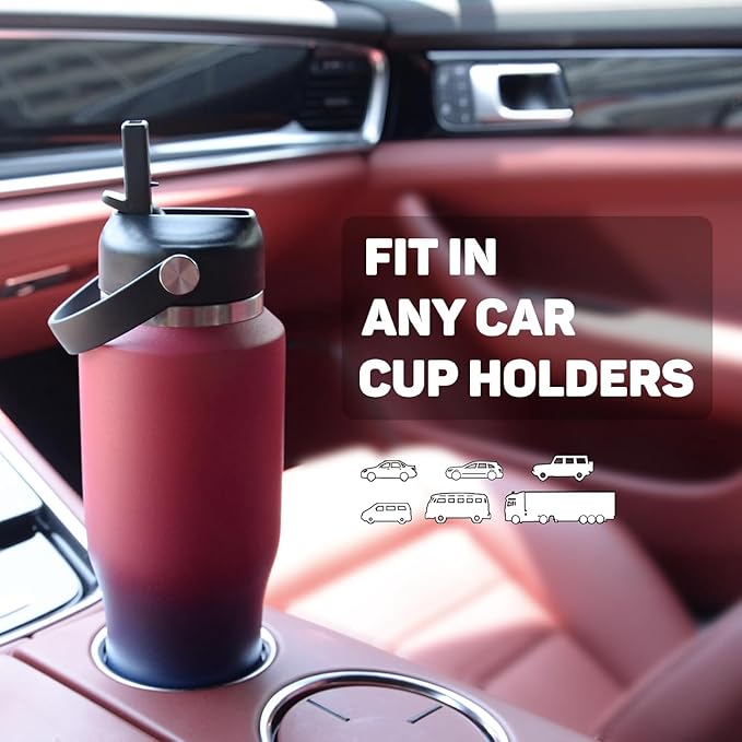 40oz Water Bottle with Powder Coated, Fit in Any Car Cup Holder, Water Bottle with Straw Lids, Stainless Steel Insulated Water Flask Double Wall Leak-proof BPA Free to Keep Cold&Hot - Bloomnest