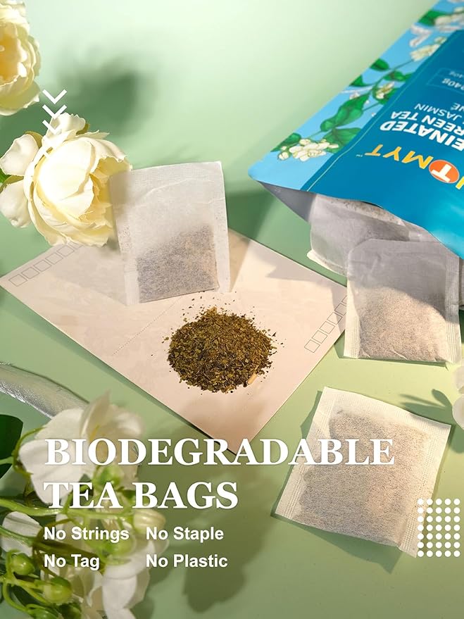 HYNTMYT Decaffeinated Jasmine Green Tea Bags, CO₂ Decaf Green Tea Scented with Jasmine Flower, Natural Floral Aroma, Fragrant, 120 Count - Bloomnest