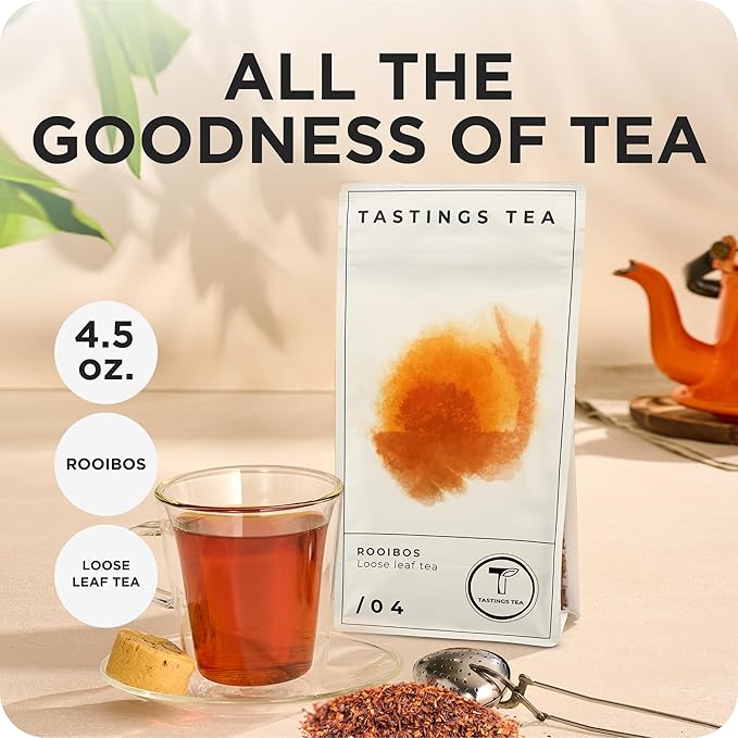 Tastings Tea Rooibos - 8 oz Loose Leaf | South African Herbal Flavour| Caffeine Free - Bloomnest