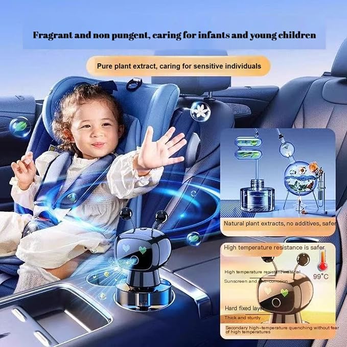 Robot Intelligent Aromatherapy Machine, Smart Cute Robot Car Air Freshener - Fine Spray/Fillable/Four-Gear Adjustment/Vibration Sensing/On-Off/Large Capacity Long-Lasting Fragrance/Black-V2(Cologne) - Bloomnest