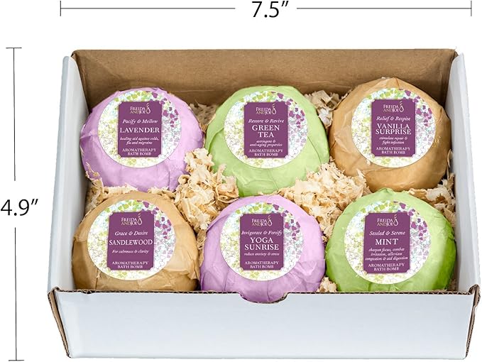 Luxury Aromatherapy Bath Bombs: Deep Body Relaxation Deluxe Gift Set with 6 x 100g Relaxing and Calming Scents