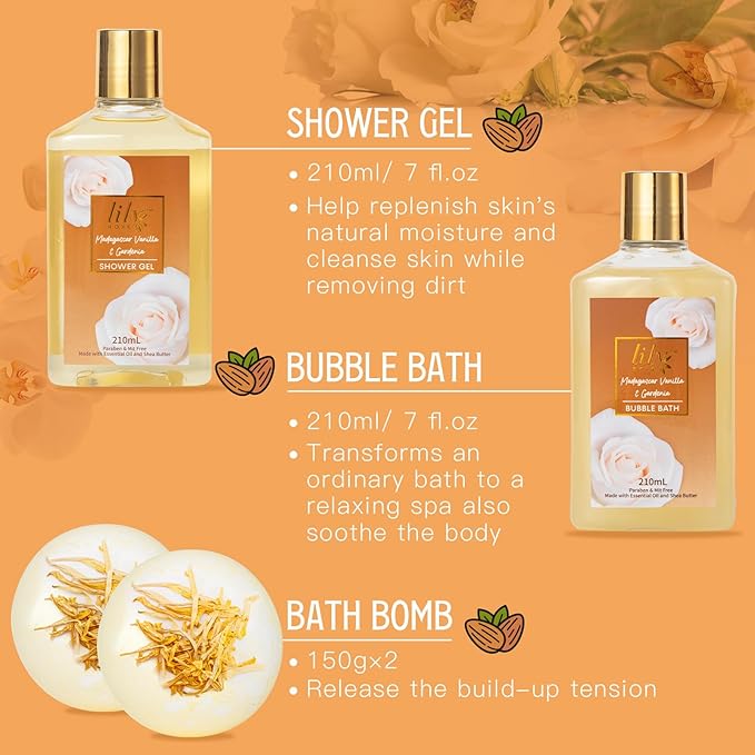 Valentines Day Gifts for Women - 10-Piece Honey Almond Bath and Body Gift Set for Women Spa Gift Basket Self Care Kit | Mothers Day, Birthday, Christmas Gifts, All Occasion Holiday Present