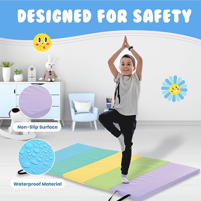 New Bounce Tumbling Mat for Kids - Gymnastics Mat - Folding Exercise Tumble Mat for Home Gyms - Bloomnest