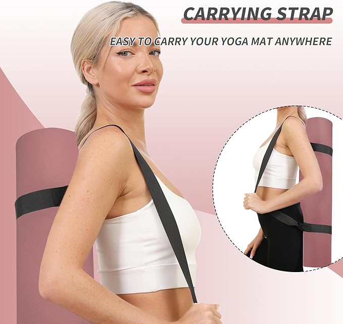Yoga Mat with Strap,Non-Skid Workout Mat,8mm Thick Yoga Mat,POE Yoga Mats for Women Men Kids,Exercise Mat with Easy-Cinch,72"x24"x0.32” (183x61x0.8cm)