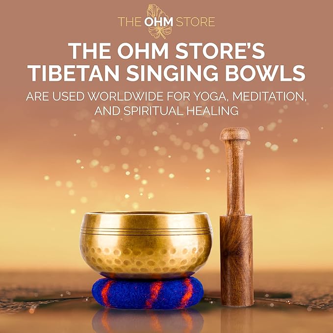 Ohm Store Tibetan Singing Bowl Set — Meditation Sound Bowl Handcrafted (3.5″ Gift Box)
