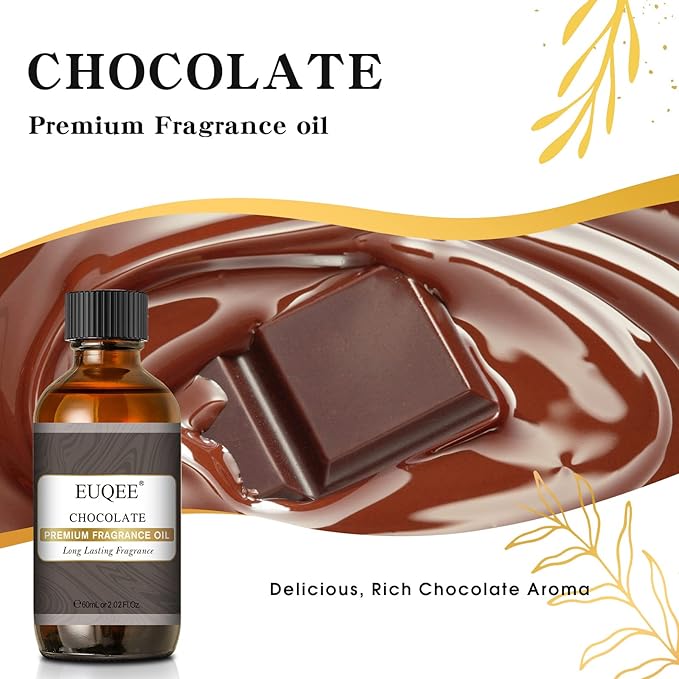 EUQEE Chocolate Fragrance Oil, 2.02 Fl oz/60 ml Premium Grade Fragrance Essential Oil with Glass Dropper for Diffusers, Soap & Candle Making, Bath Bombs - Bloomnest