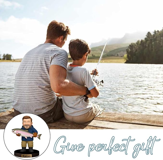 Custom Fishing Photo Cartoon Style Acrylic Plaque Sign Desk Decor, Memories Fishing Themed Picture Photo Frame, Fish Memories Picture Frame Decor Gifts for for Dad Papa Fathers's Day - Bloomnest
