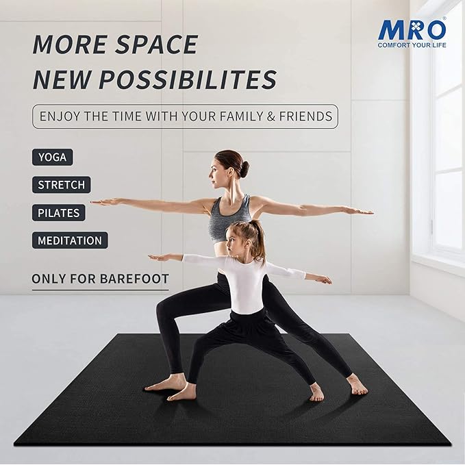 MRO Extra Large Yoga Mat, 12'x6'/9'x6'/7'x5'/6'x4' (9MM) Extra Wide and Thick Exercise Mats for Home Gym Workout, Non-Slip, Soft for Women and Men Fitness, Ideal for Barefoot Yoga, Pilates, stretching - Bloomnest