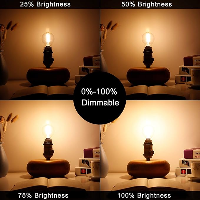 LiteHistory Dimmable G16.5 LED Light Bulb 6W Equal 60W 600lm AC120V Candelabra Bulb 60W for Chandeliers, Ceiling Fan, Vanity Warm White 2700K Globe Light Bulb 6Pack - Bloomnest
