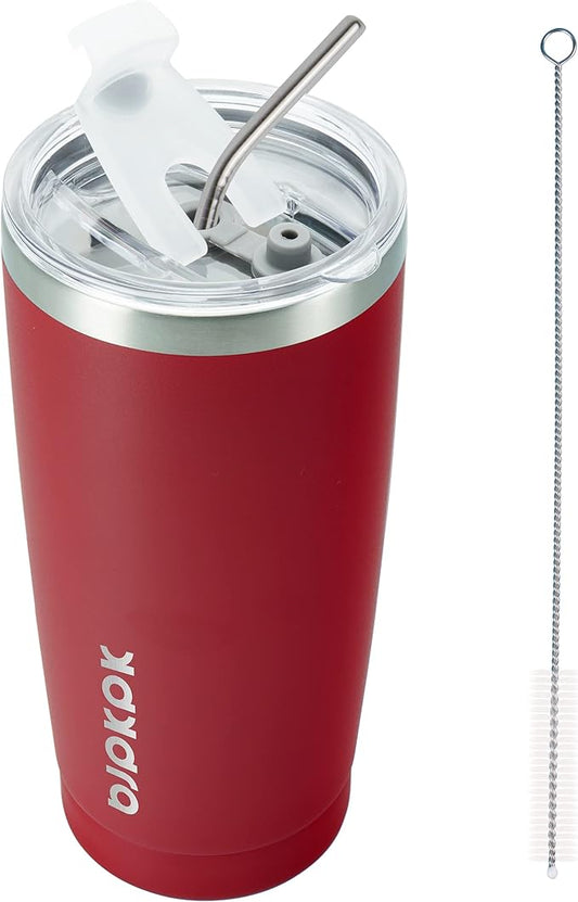 BJPKPK 20 oz Tumbler Stainless Steel Vacuum Insulated Tumblers Cup with Lid and Straw,Red - Bloomnest
