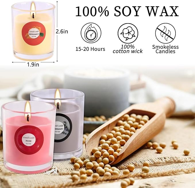 Scented Candles, Jasmine, Rose, Vanilla, Bergamot, fig, Lavender, Lemon, Spring,Strawberry, Rosemary, Aromatherapy Candles,Soy Wax Glass Jar Candle - 40 Pack - Bloomnest