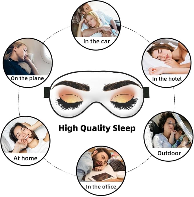 Sleep Eye Mask Yellow Glitter Eyeshadow Sleep Mask for Women Men Comfortable Eye Mask with Adjustable Strap Soft Eye Cover Blindfold for Travel Yoga Nap Shift Work - Bloomnest
